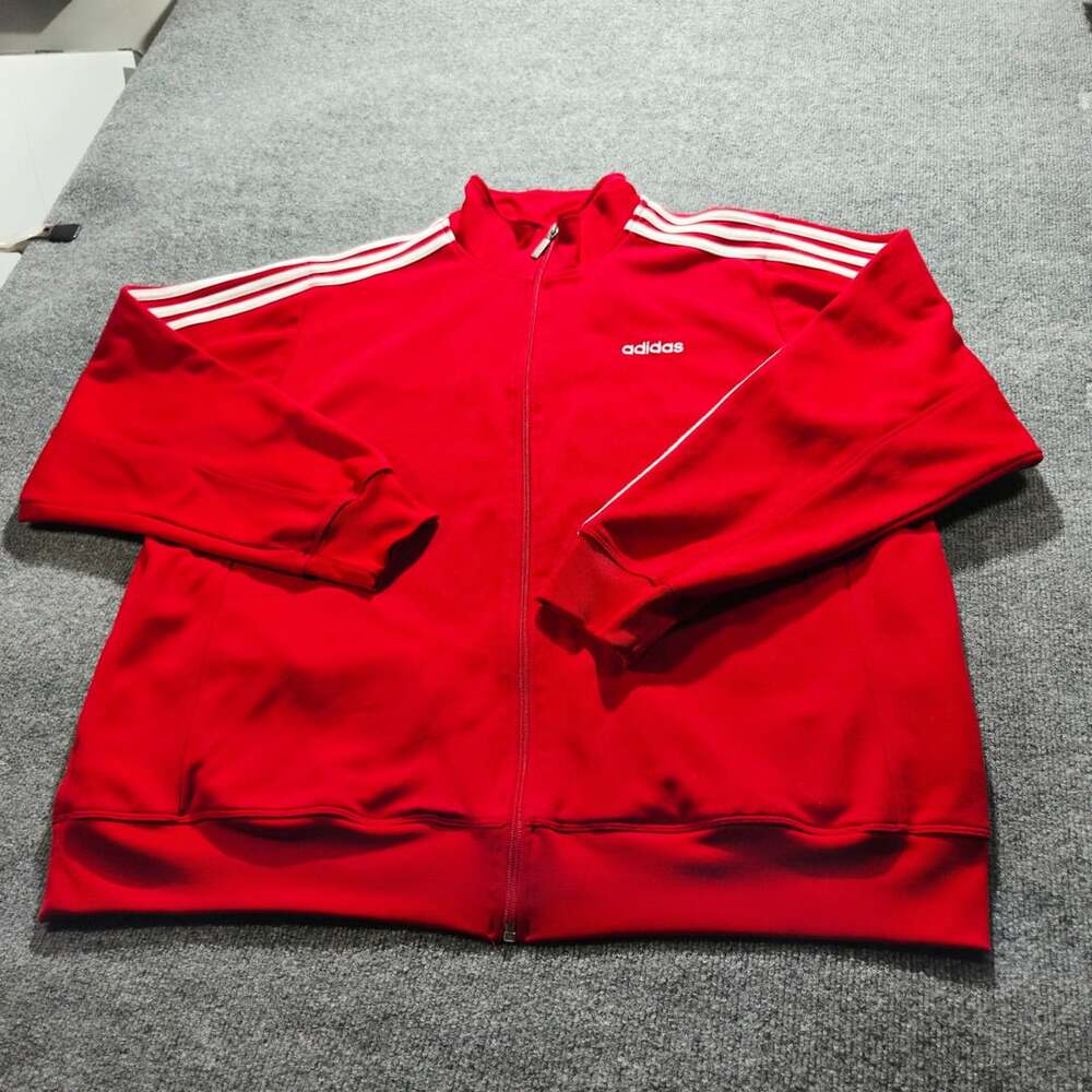 Adidas Track Jacket Size XL Red Full Zip 3-Stripes